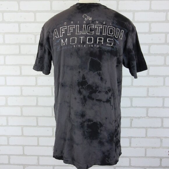 Affliction T-Shirt Mens XL 42" Chest Dye Motors Wings Skull Engine Y2K Moto - Picture 2 of 10